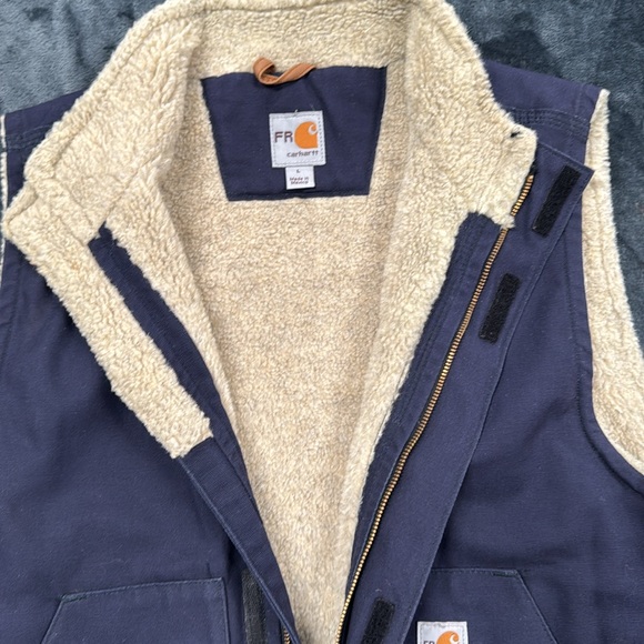 Carhartt Mens Washed Duck Mock Neck Vest - Sherpa Lined FR - Picture 4 of 6